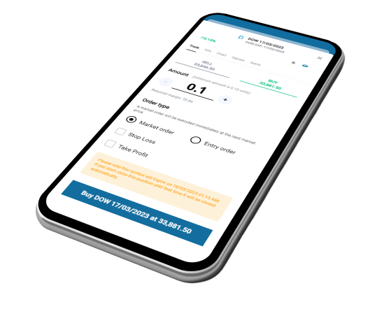 Xcite trading app on a smartphone